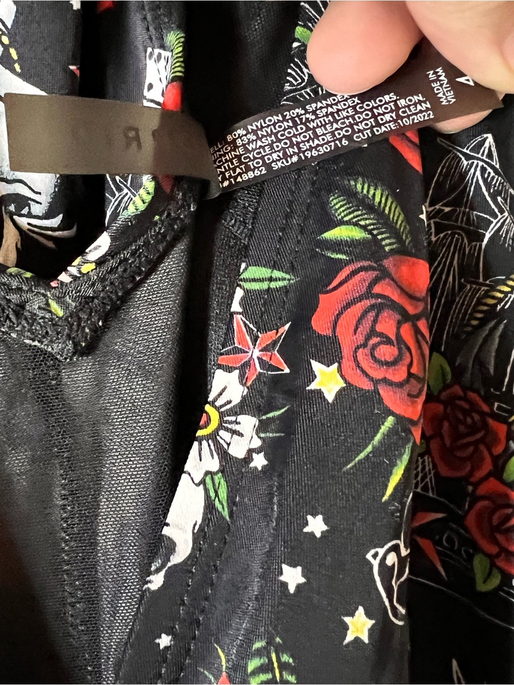 torrid Black Dress with Red & White Floral Skull Print - Picture 3 of 3